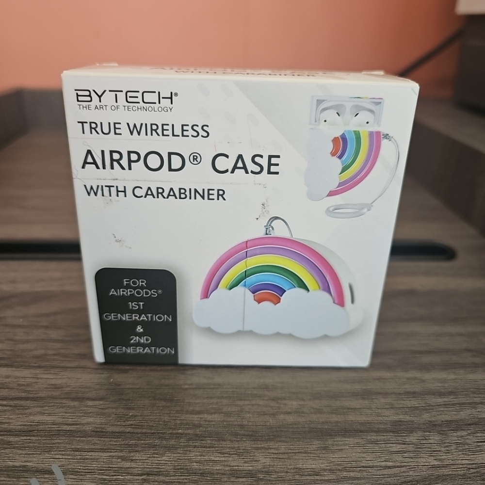 NIB ByTech Rainbow Airpod Case 1st & 2nd Generation With Carabiner Keychain